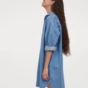 H&M Oversized Denim Button Down Shirt Dress